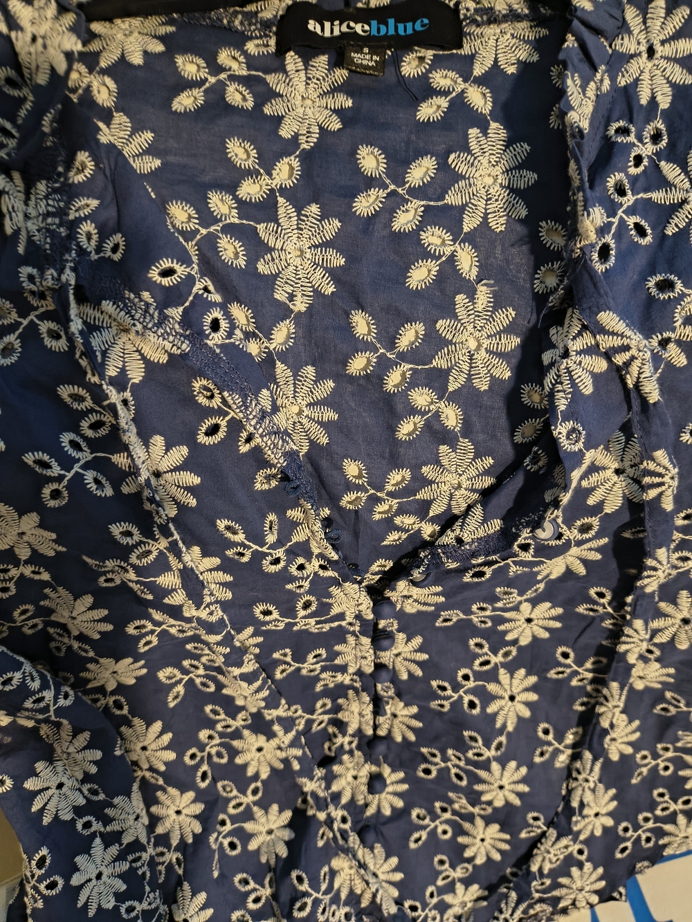 Alice Blue Blue Floral Eyelet Two-Piece Shorts Set - Picture 5 of 6